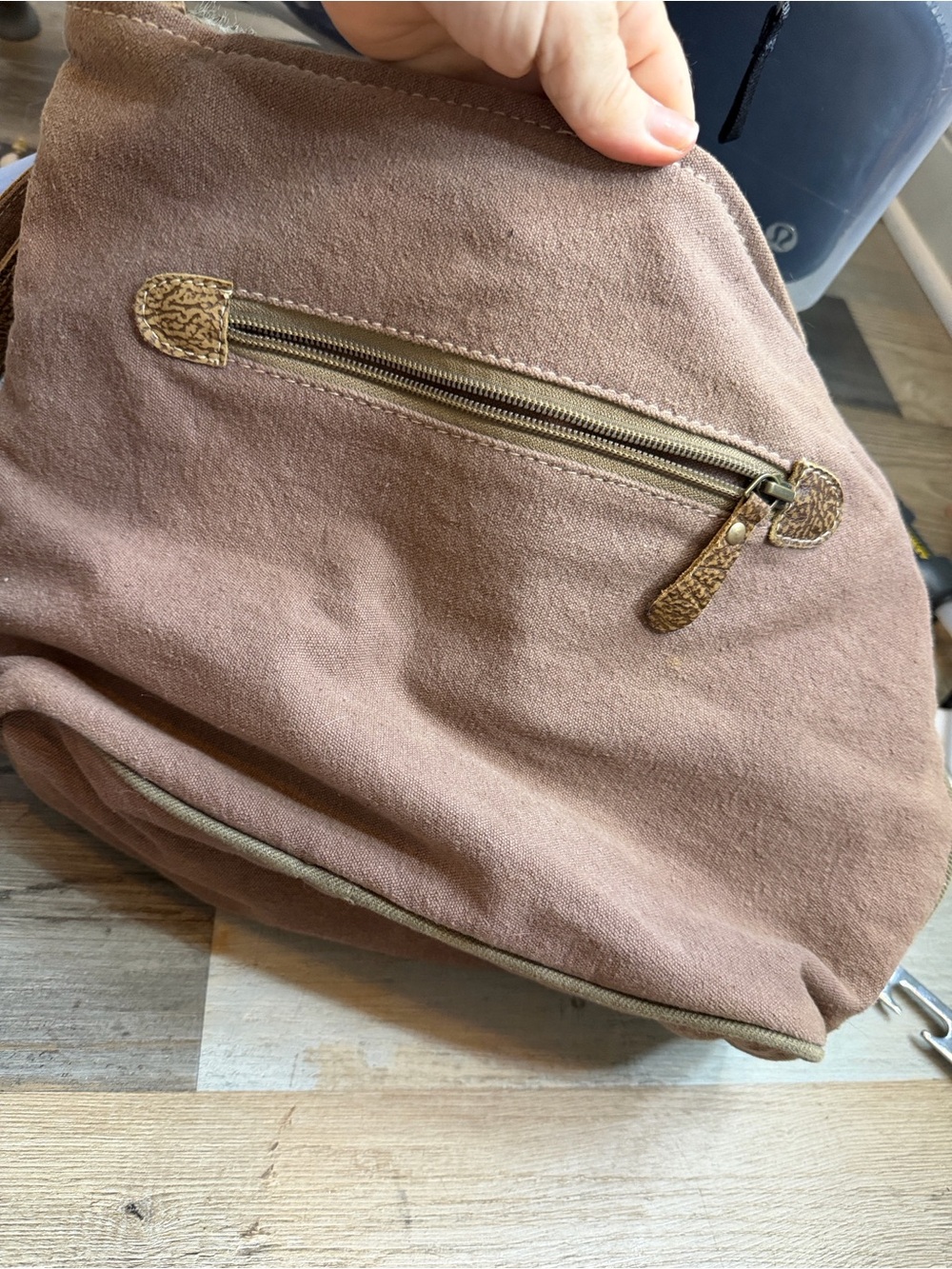 Myra Bag Brown and White Floral Canvas Shoulder Bag with Leather Trim - Picture 4 of 7